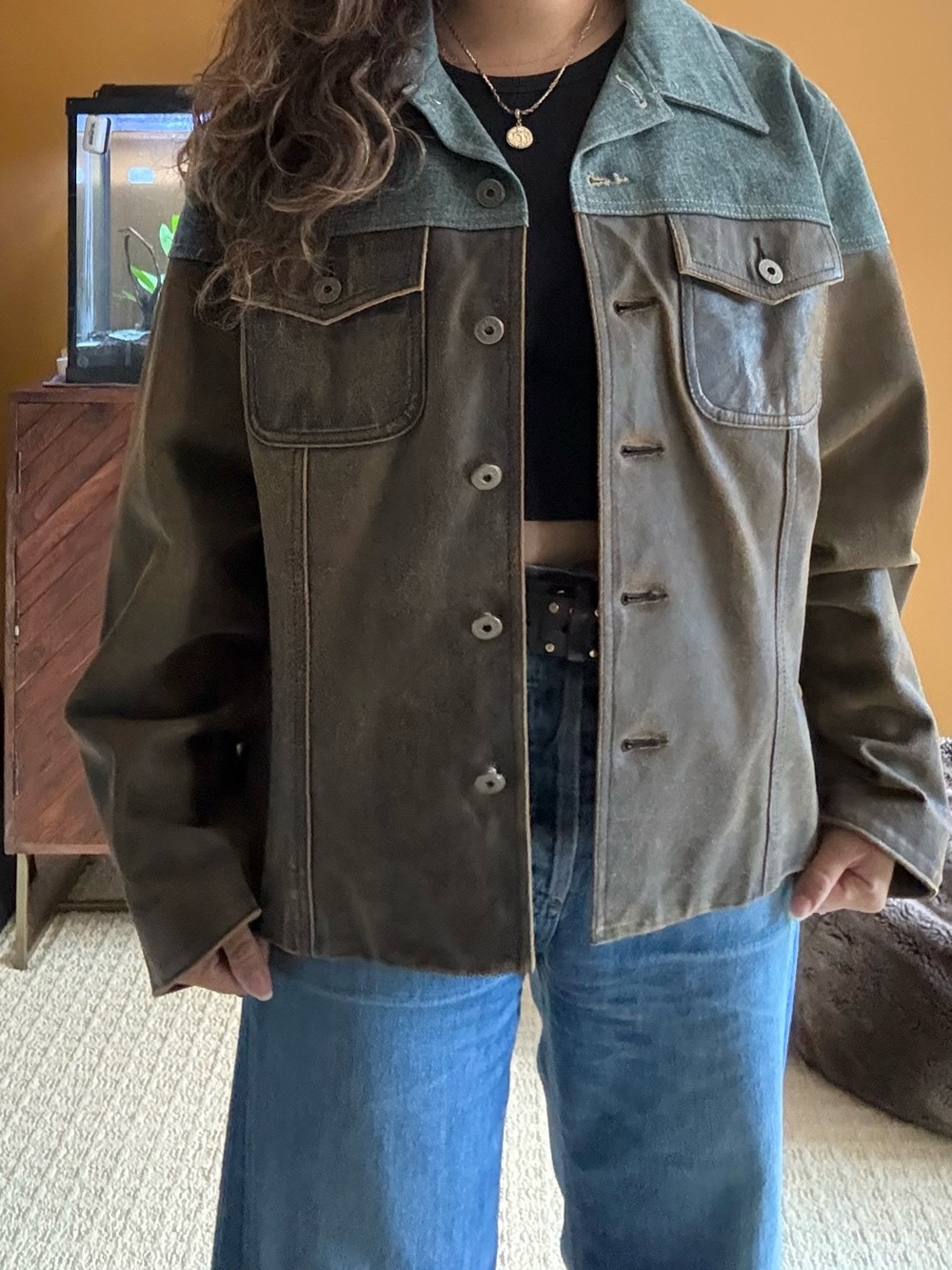 Danier Jean & Brown Leather Jacket